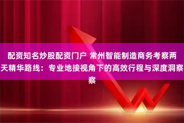 配资知名炒股配资门户 常州智能制造商务考察两天精华路线:专业地接视角下的高效行程与深度洞察